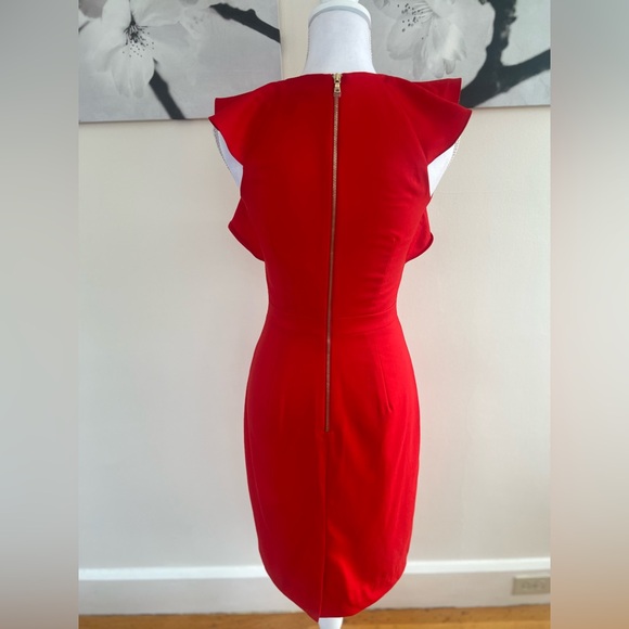 J. CREW Ruffled Short Shoulder Sleeve Midi Red Dress - Picture 4 of 13